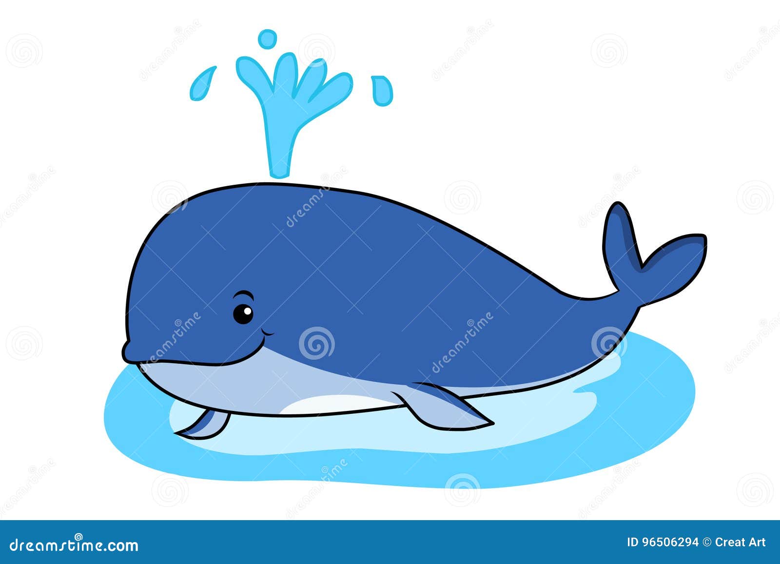 Whale stock vector. Illustration of splashing, cute, water ...