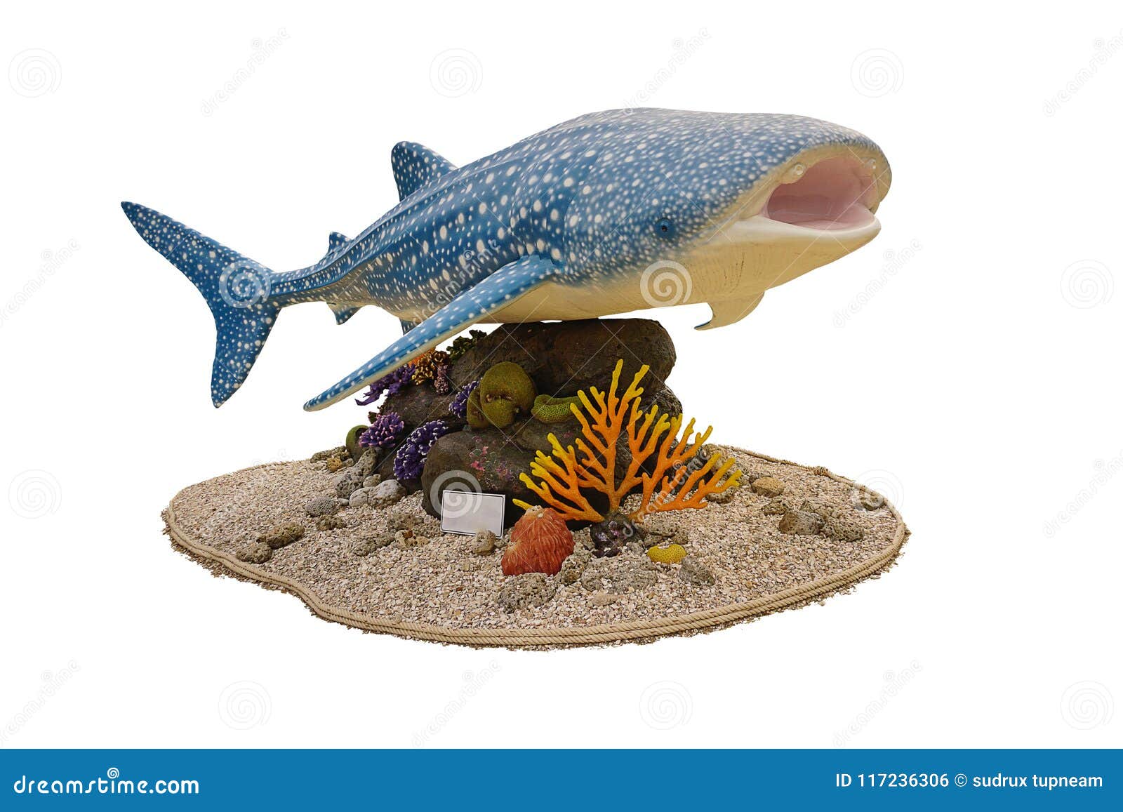 whale shark statue for campaign about catching fishwith clipping path