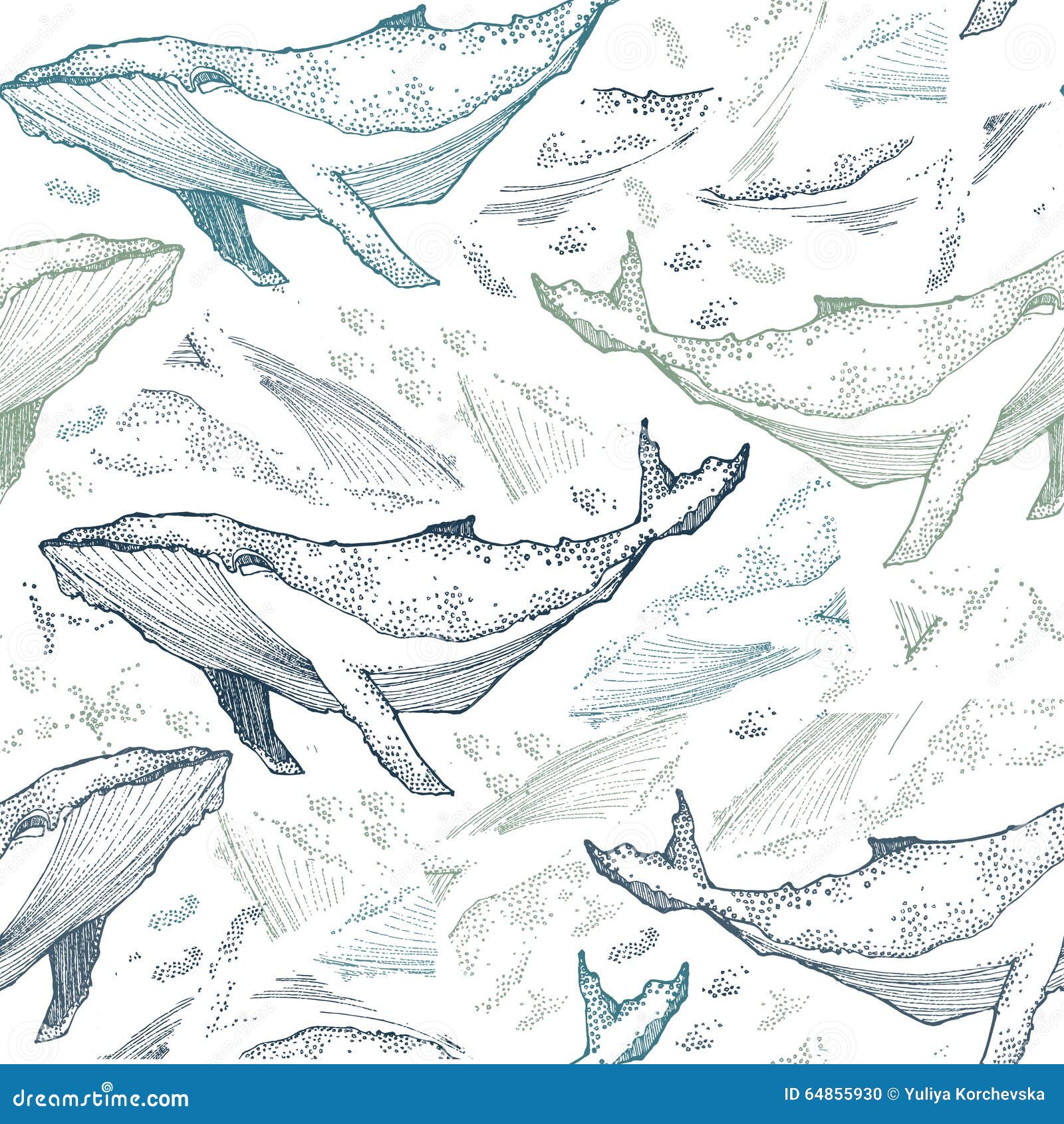 Whales Seamless Pattern. Animal Background. Vector Illustration Stock ...