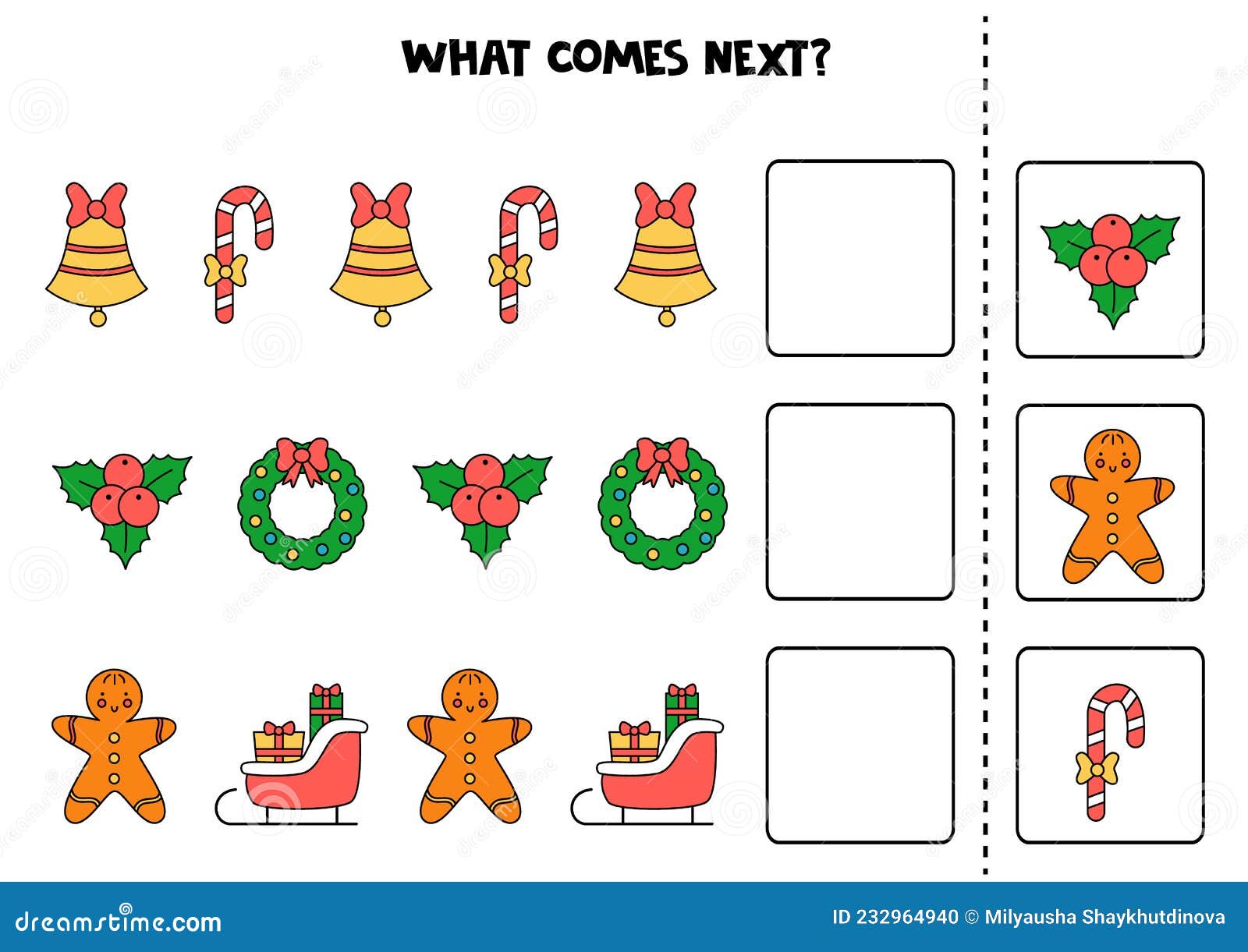 What Comes Next. Sequence Game for Children. Set of Colorful