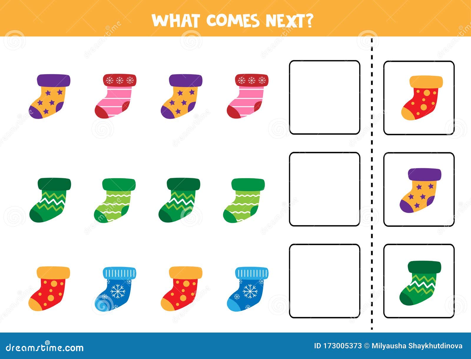 What Comes Next. Sequence Game for Children. Set of Colorful