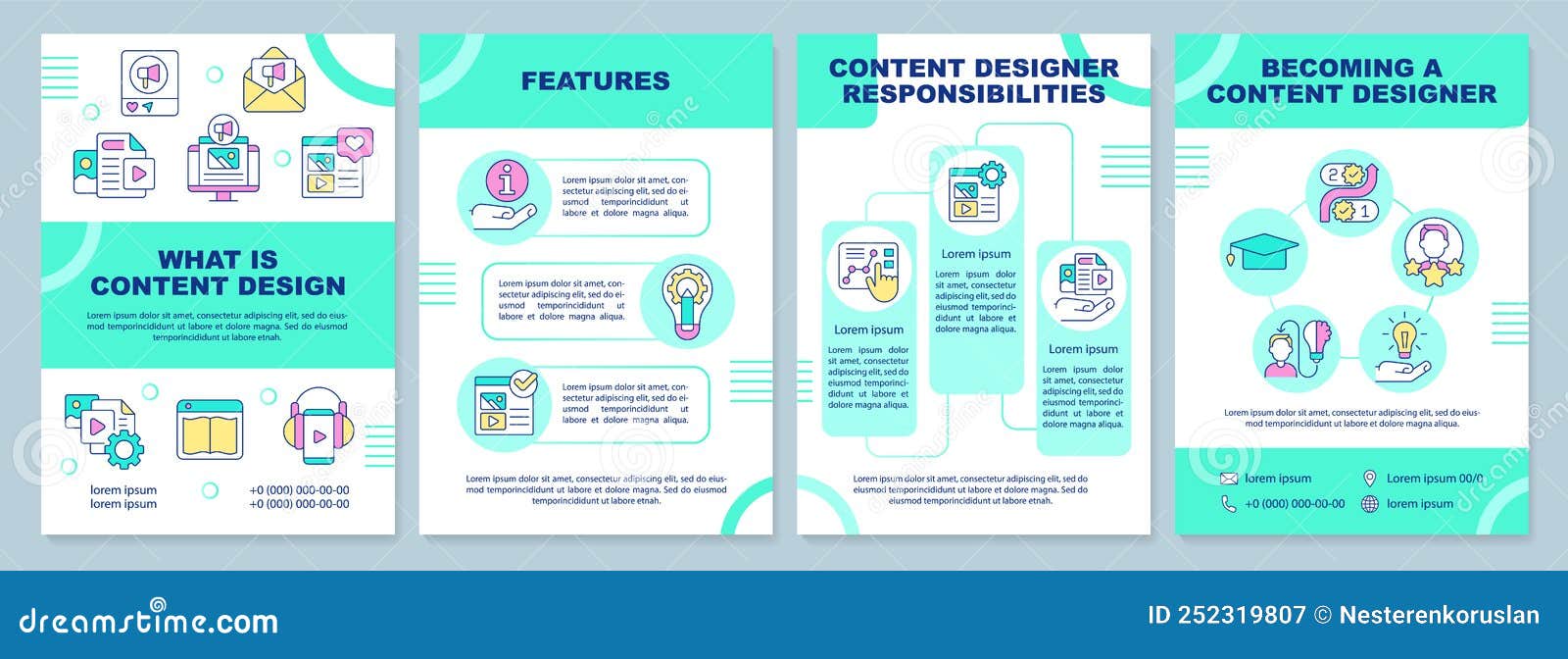 What Is Content Design Green Brochure Template Cartoon Vector business-holiday-cards-round-up-the-word-factory
