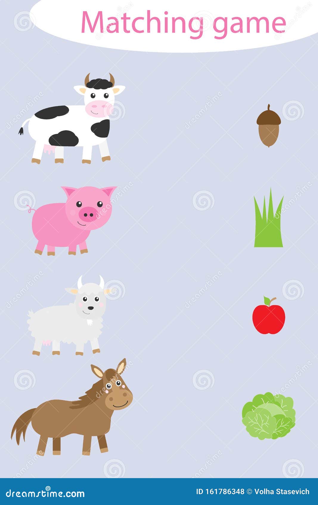What they Eat, Matching Game with Farm Animals for Children, Fun Education  Game for Kids, Educational Task for the Development of Stock Illustration -  Illustration of collection, element: 161786348