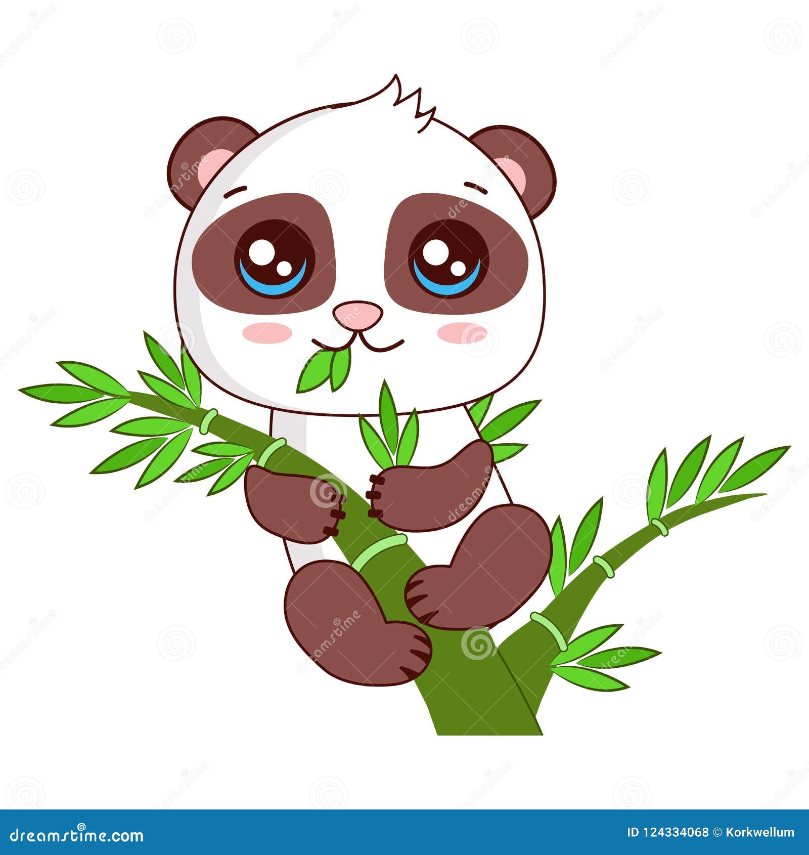 Funny Baby Panda Hanging on the Bamboo. Cartoon Vector Illustration Stock  Vector - Illustration of adorable, bear: 124334068