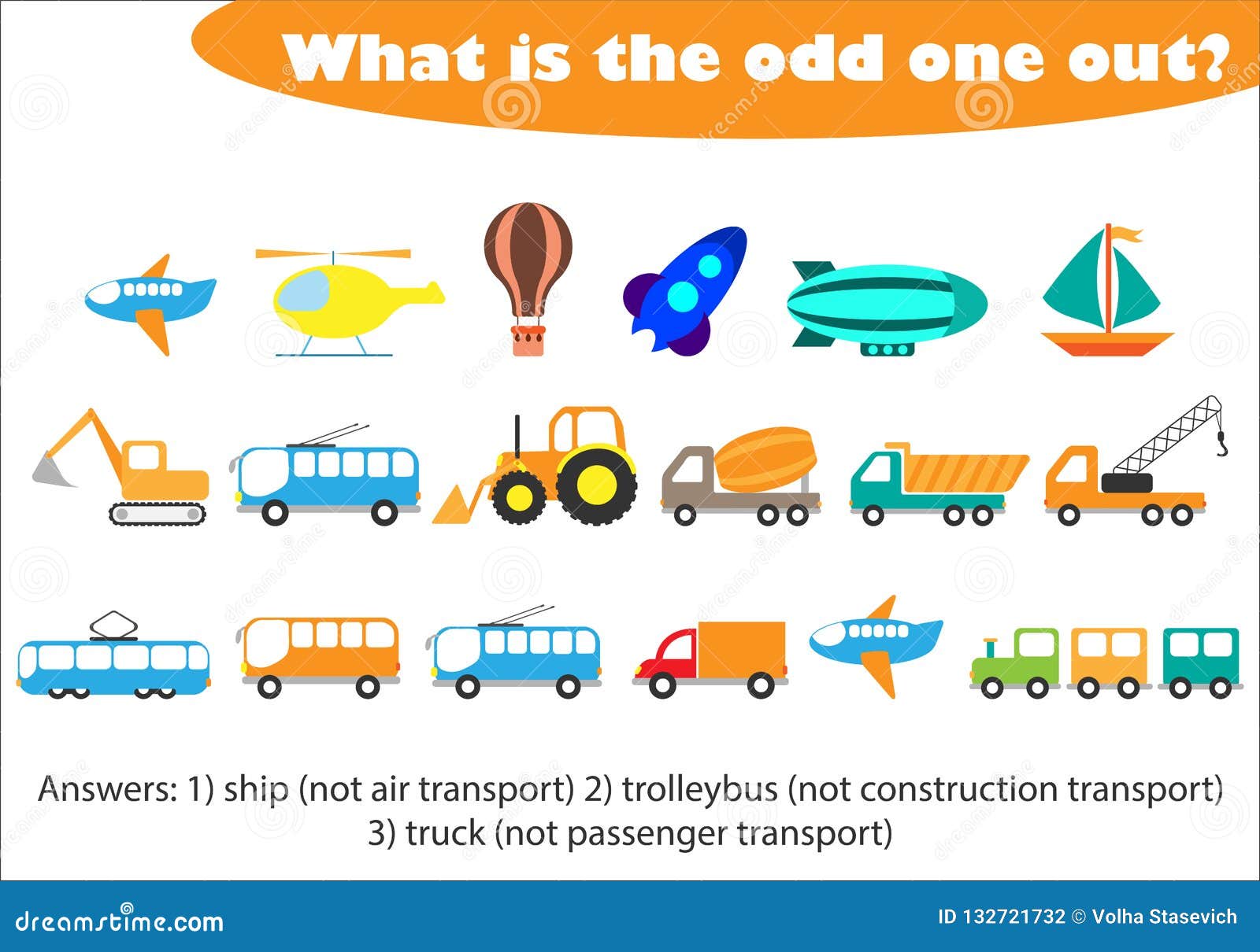What Is The Odd One Out For Children, Transport In Cartoon Style, Fun  Education Game For Kids, Preschool Worksheet Activity, Task Stock  Illustration - Illustration Of Extra, Sign: 132721732