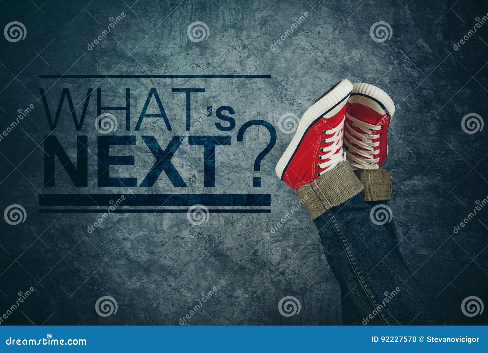what`s next concept, with young person in casual sneakers