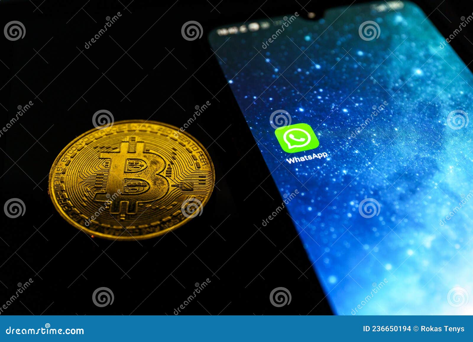 WhatsApp Application on Smartphone and Bitcoin Cryptocurency. WhatsApp  Launches Cryptocurrency Payments Editorial Stock Image - Image of display,  media: 236650194