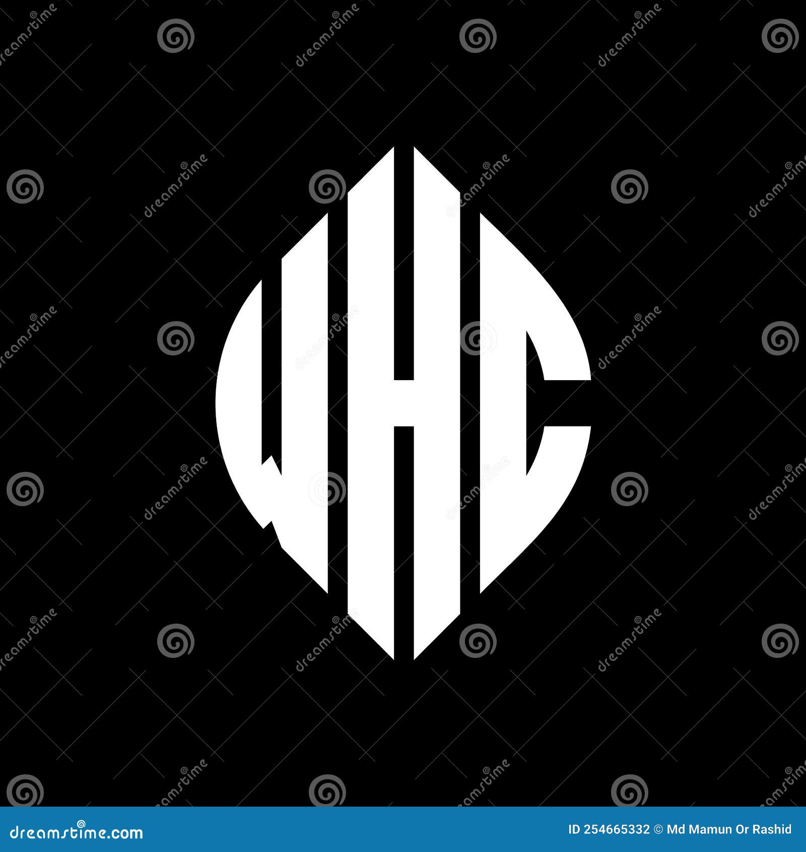 whc circle letter logo  with circle and ellipse . whc ellipse letters with typographic style. the three initials form a