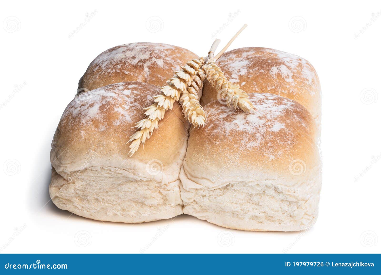 Wheat Bread Rolls with Ears Isolated on White Stock Photo Image of