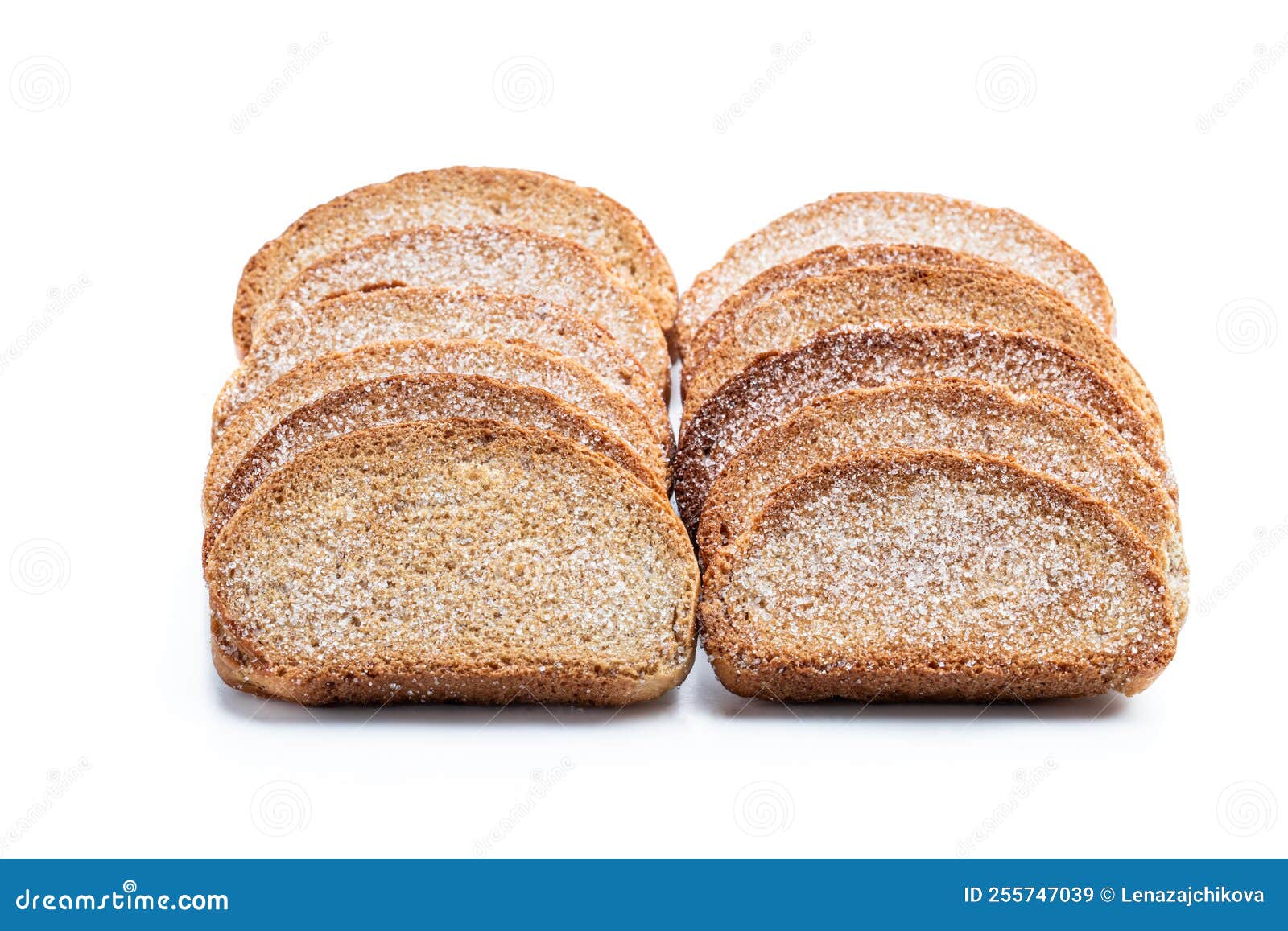 Wheat Bread Sweet Crouton Crackers Isolated on White Stock Image