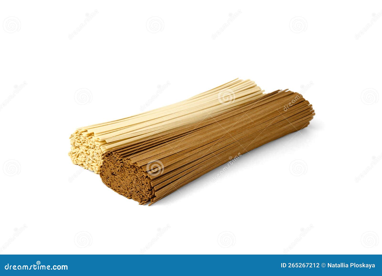 Wheat and Buckwheat Noodles Isolated on White Background Stock Photo