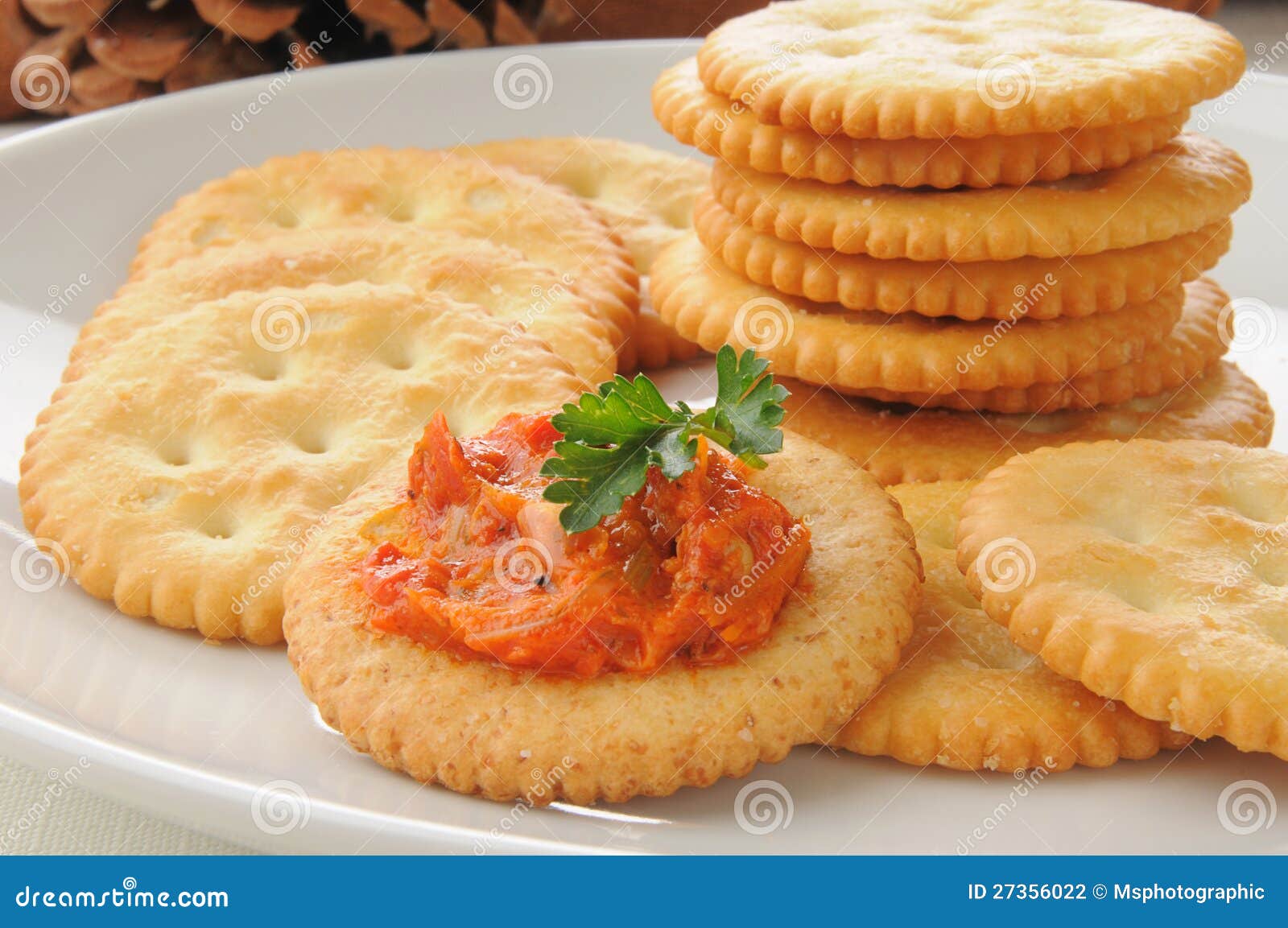 Wheat Crackers with Bruschetta Stock Photo Image of pepper, macro