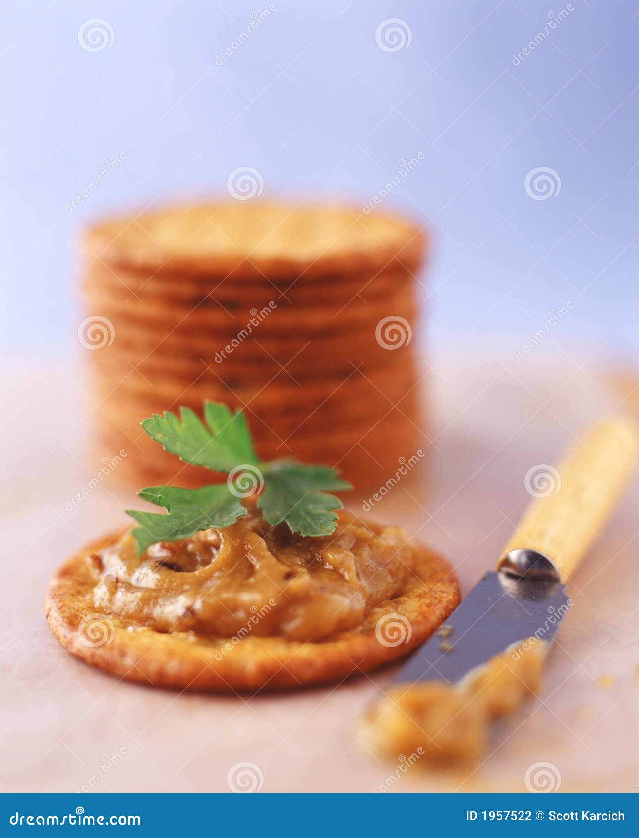 Wheat Crackers with Garlic Spread and Parsely Stock Photo Image of