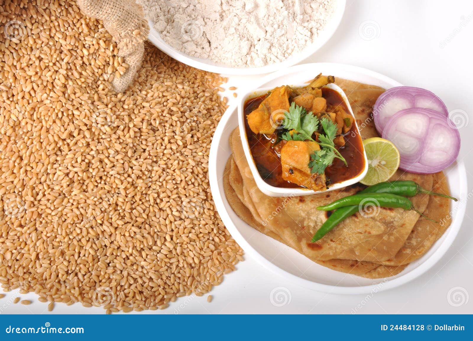 wheat indian food - chapati & chicken