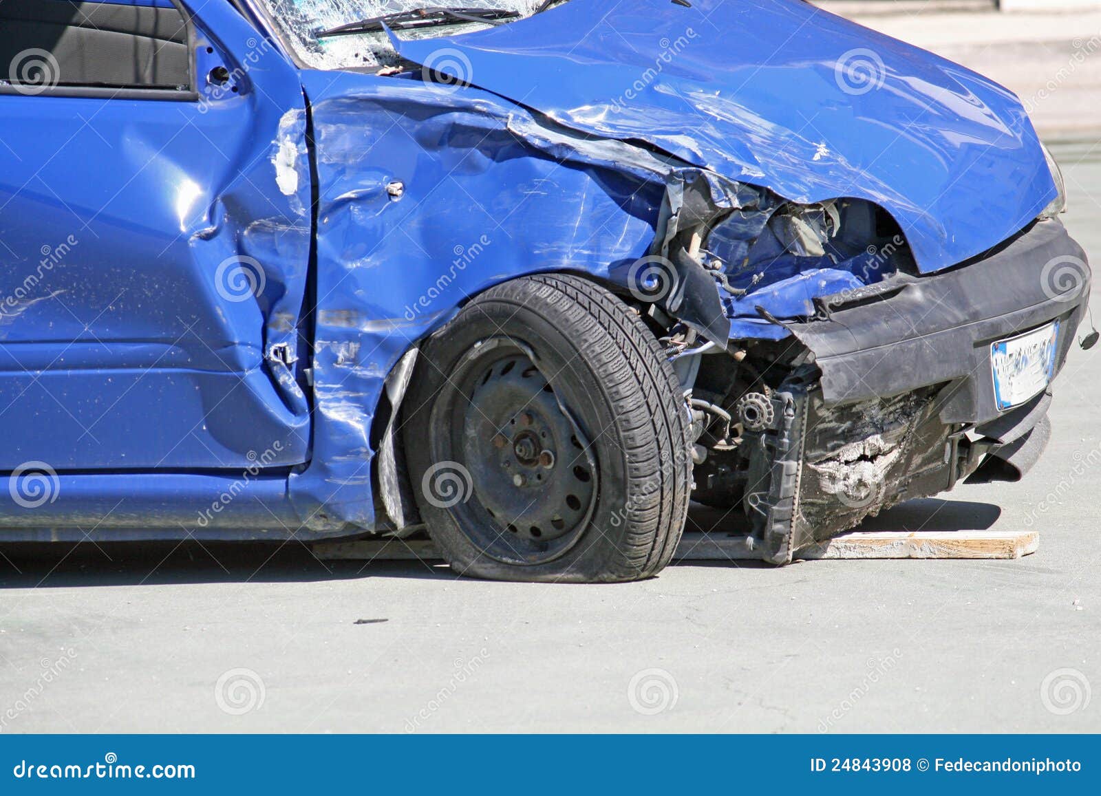 Wheel of a Car Destroyed in a Traffic Accident Stock Photo Image of