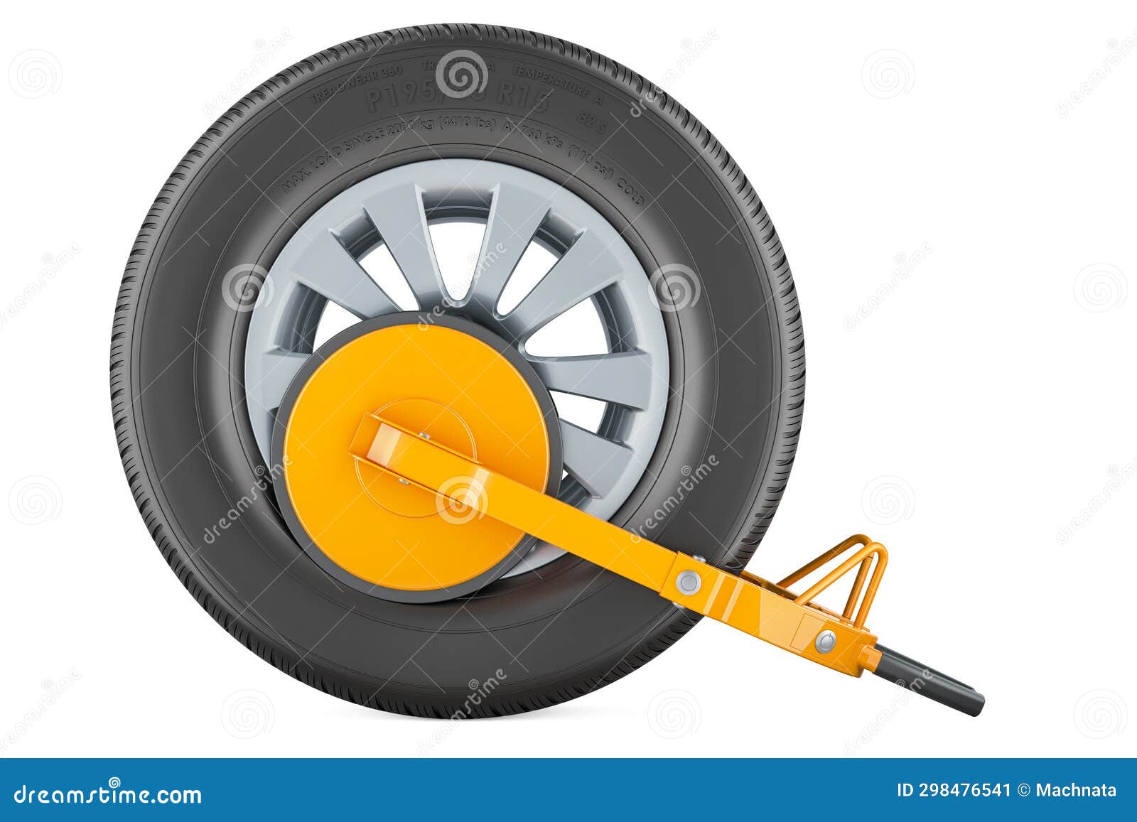 Wheel Clamp Lock with Car Wheel, 3D Rendering Stock Illustration