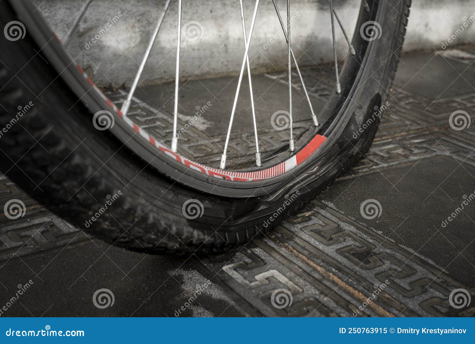 Wheel deflated stock image. Image of deflated, bicycle 250763915