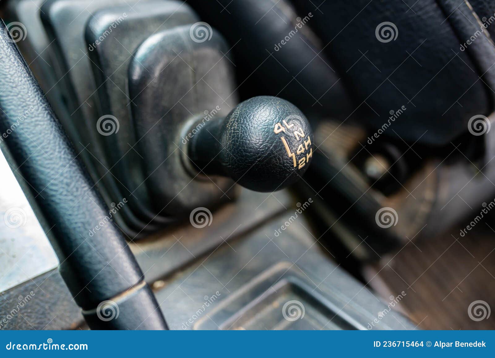 4 wheel drive transmition gearshift   close up shot