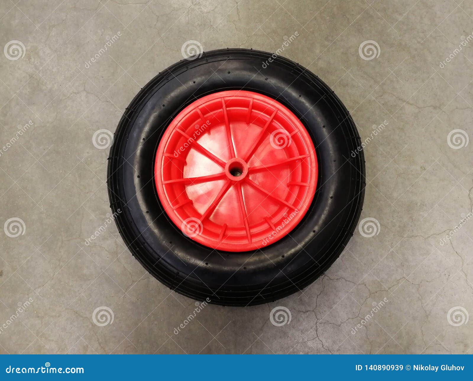 Wheel For Garden Cart Black Rubber Stock Image Image Of Center