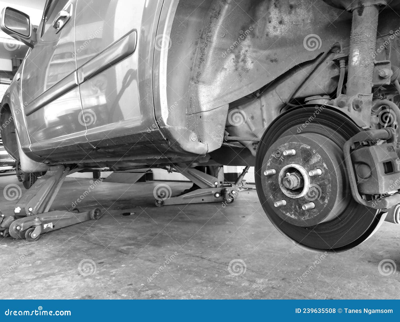 Wheel Hub in the Process of Changing SUV Car Wheel Stock Photo Image