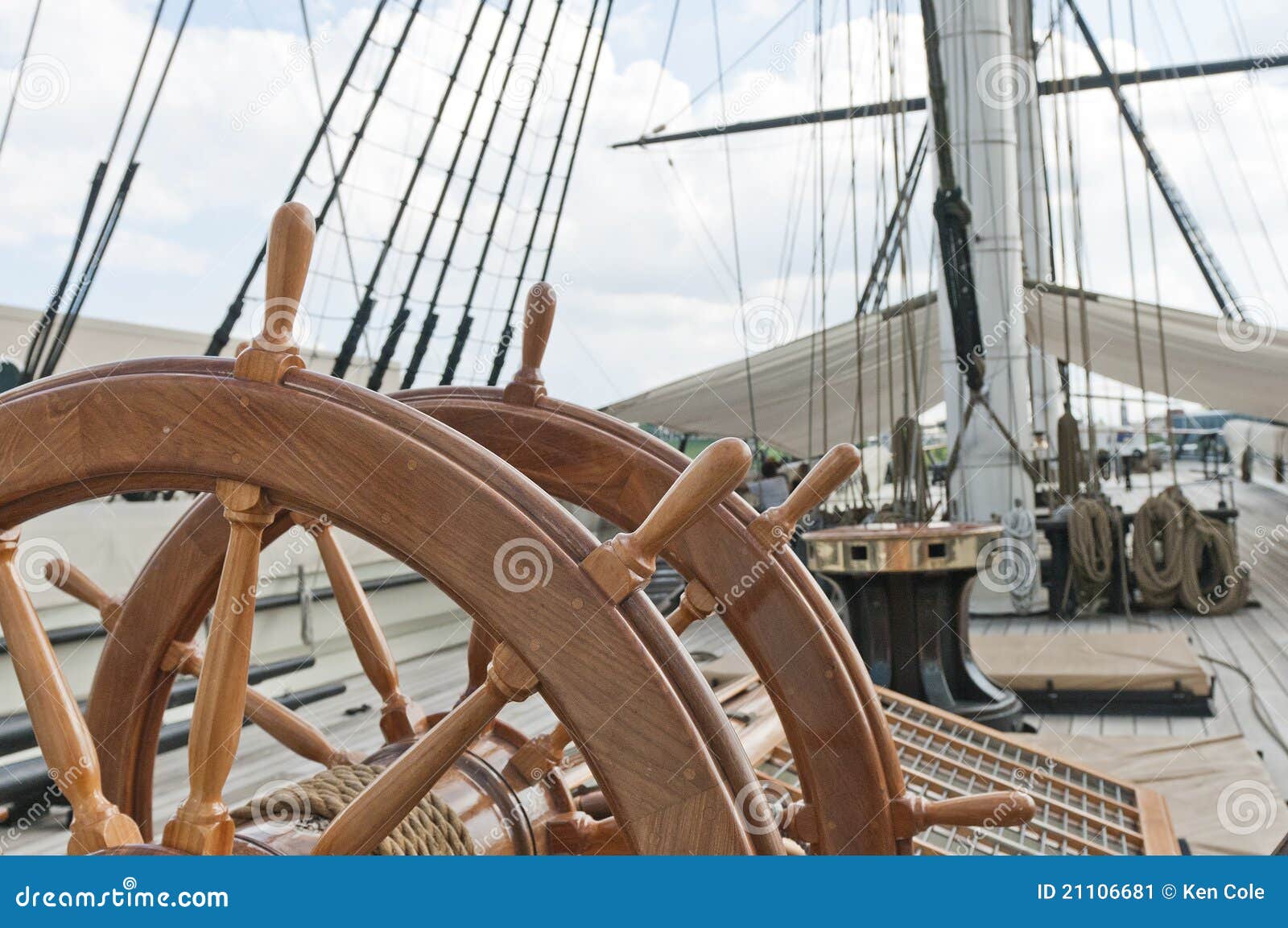 wheel of large sailing ship