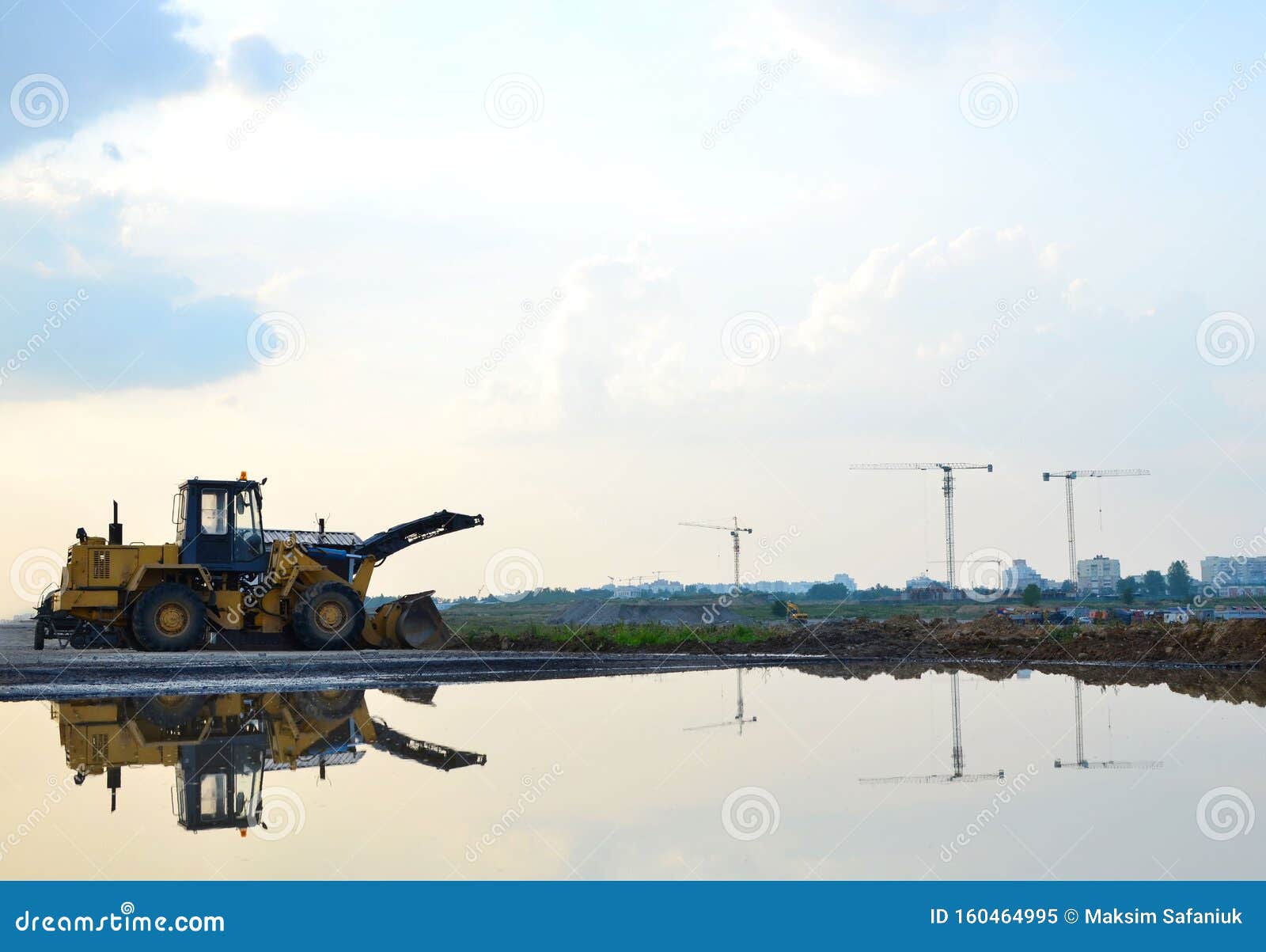 Wheel Loader Bulldozer with Bucket on a Construction Site Stock Image Image of ground, machine