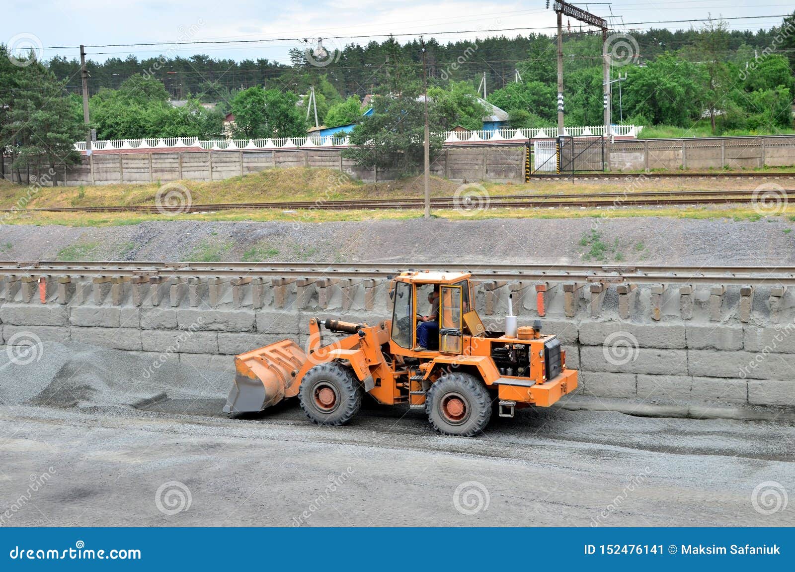 Wheel Loader Bulldozer with Bucket on a Construction Site. Stock Image Image of quarry