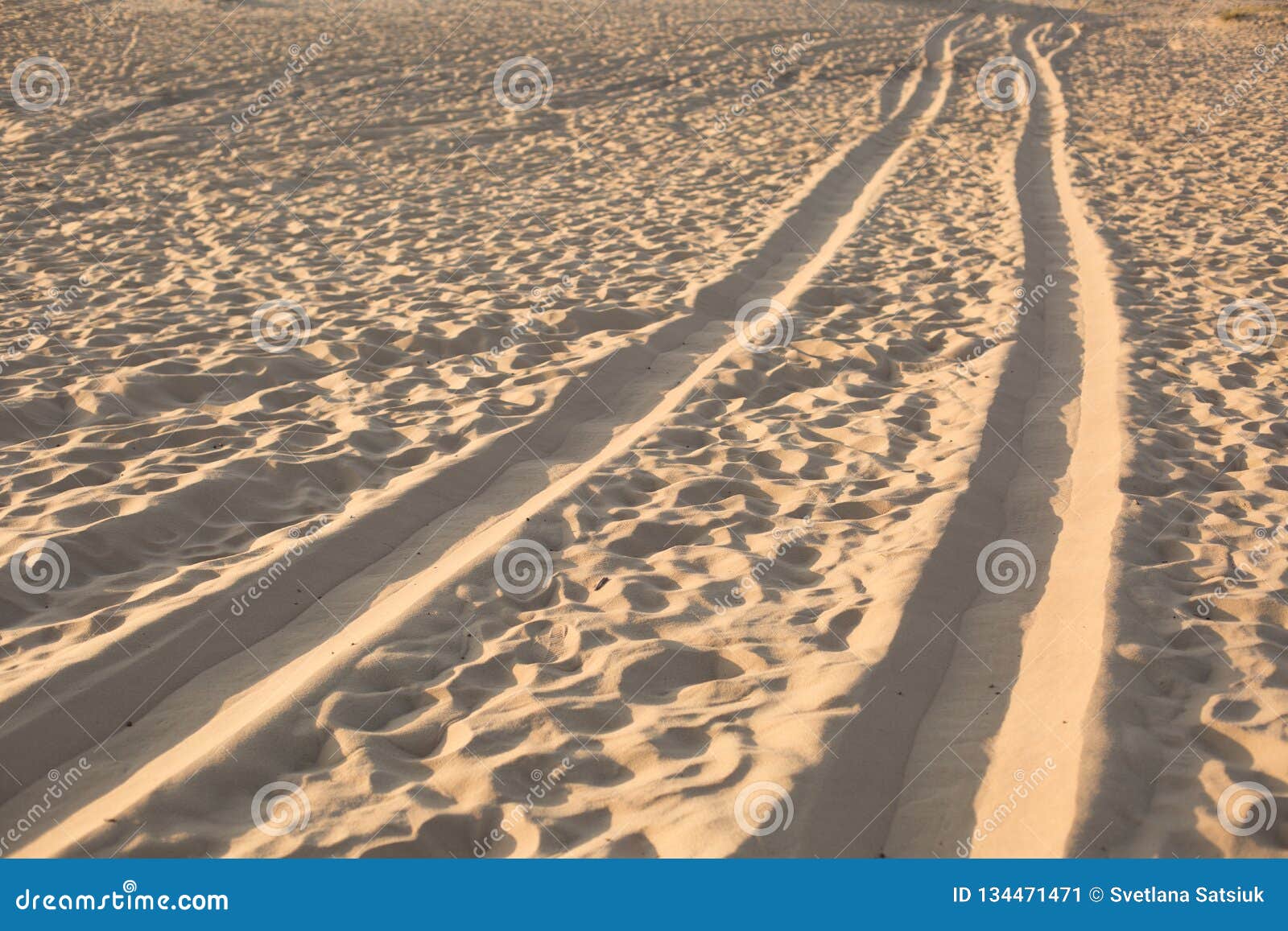 Wheel Marks In The Sand. Car Tracks. Desert Royalty-Free Stock ...