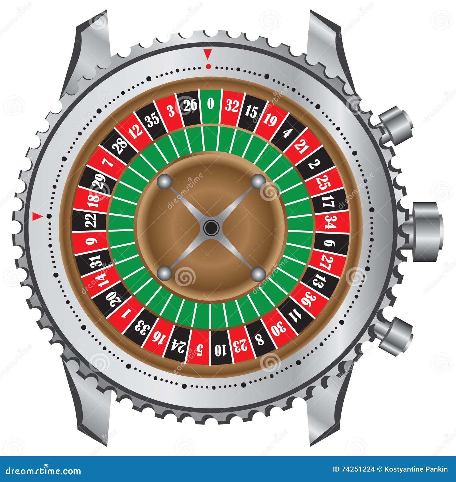 Wheel Roulette Table in a Frame of Watches Stock Vector Illustration