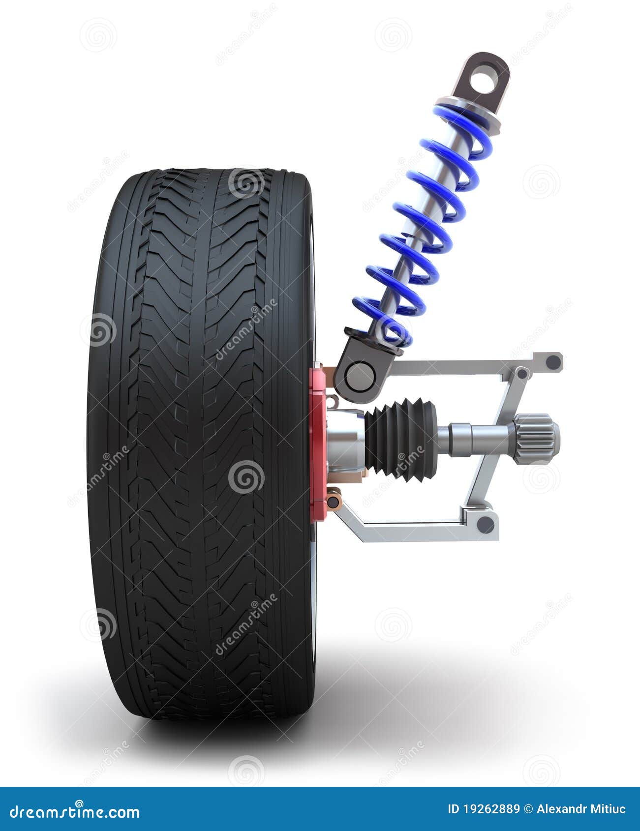 Wheel, shock absorber stock illustration. Illustration of isometric