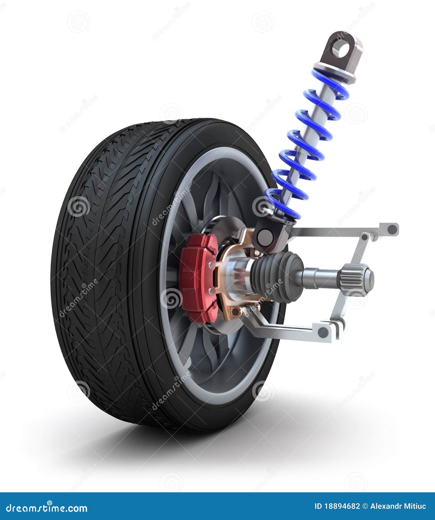 Wheel, Shock Absorber And Brake Pads Stock Photography - Image: 18894682