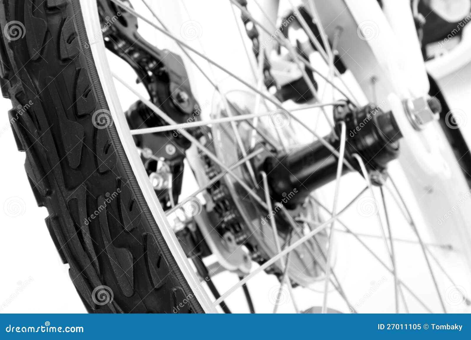 Wheel with tire of bicycle stock image. Image of macro 27011105