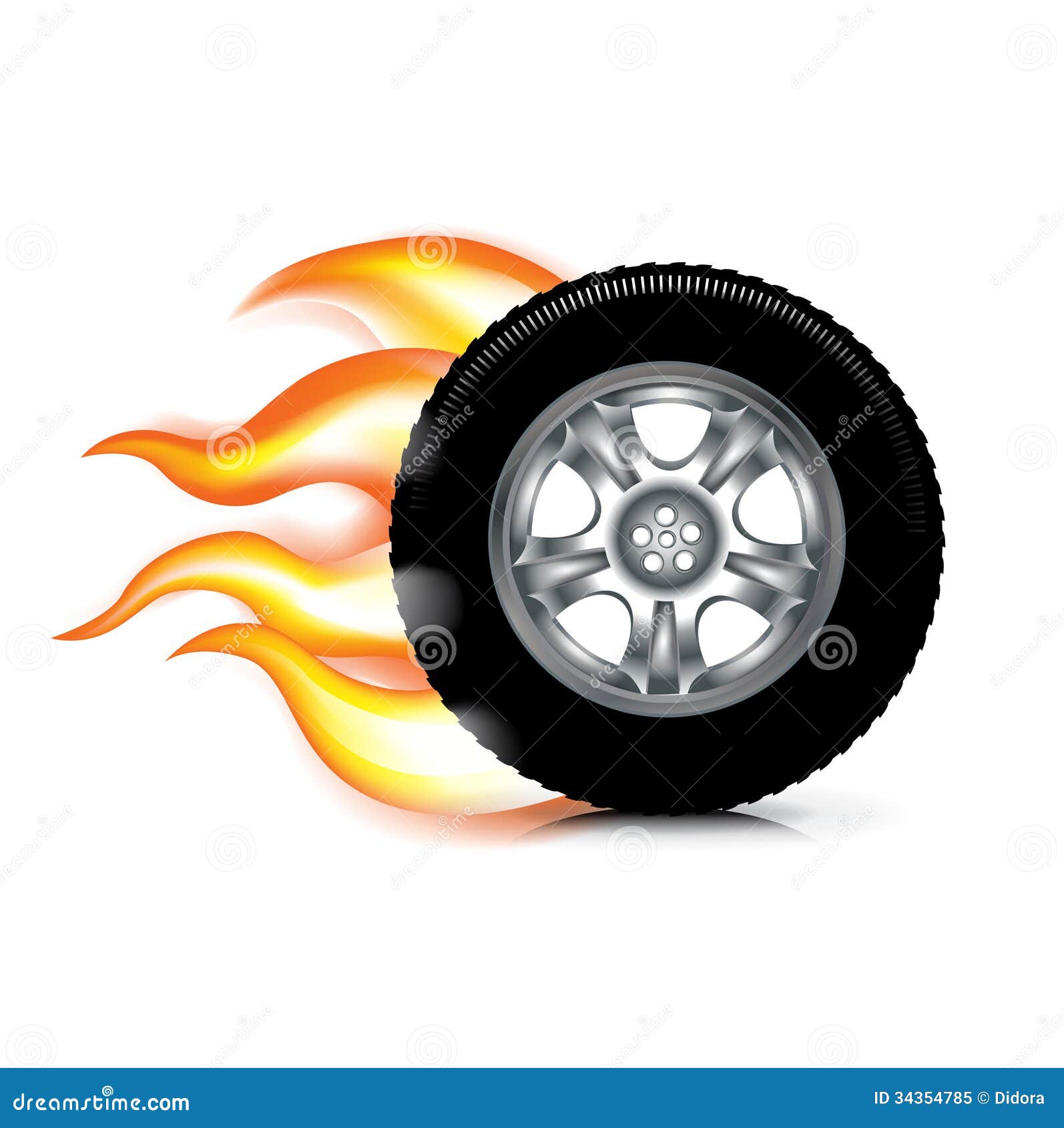 Wheel/tire And Fire Flames Isolated On White Royalty Free Stock Photo ...