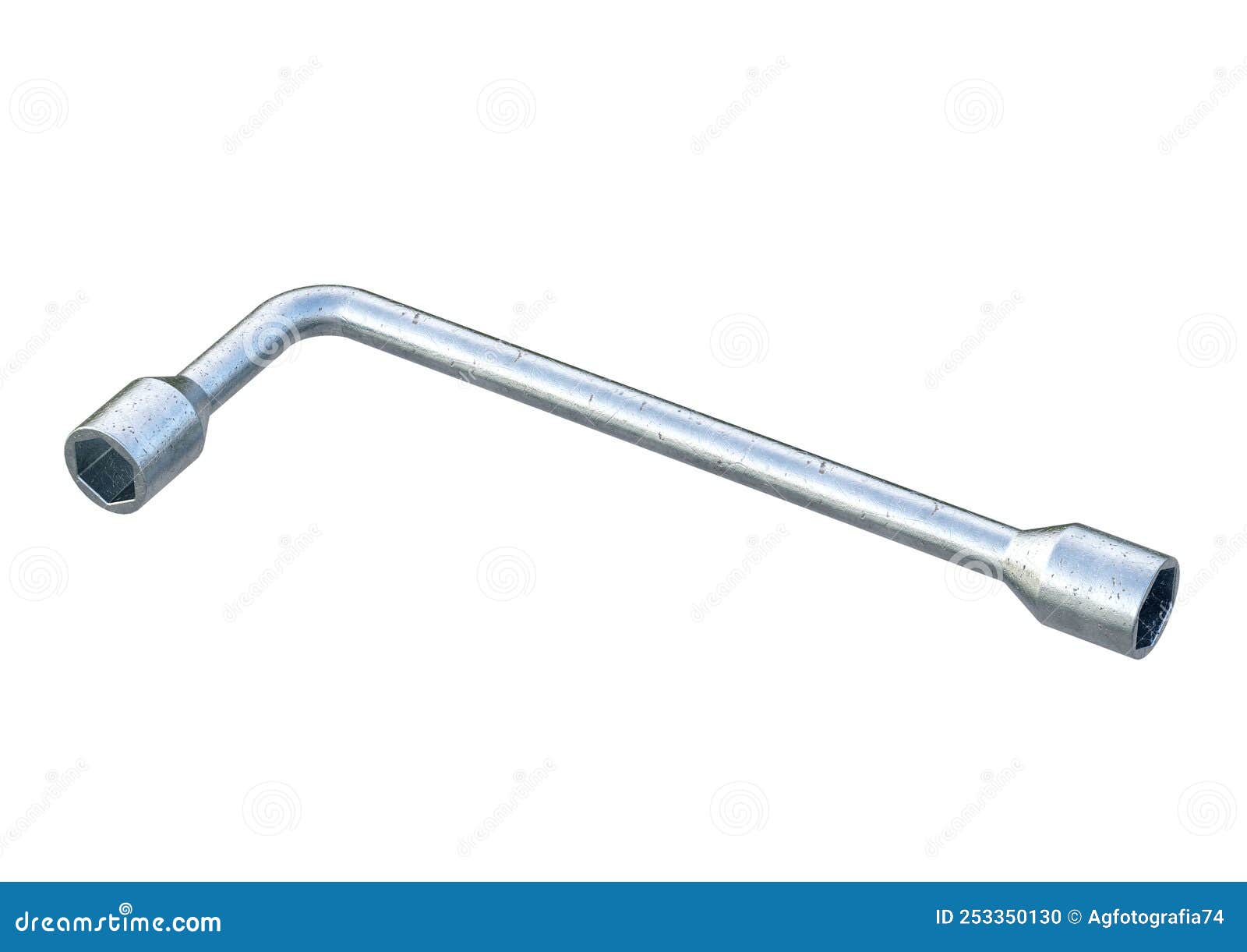 wheel wrench  on white background. metallic tool used by mechanic to remove wheel from car