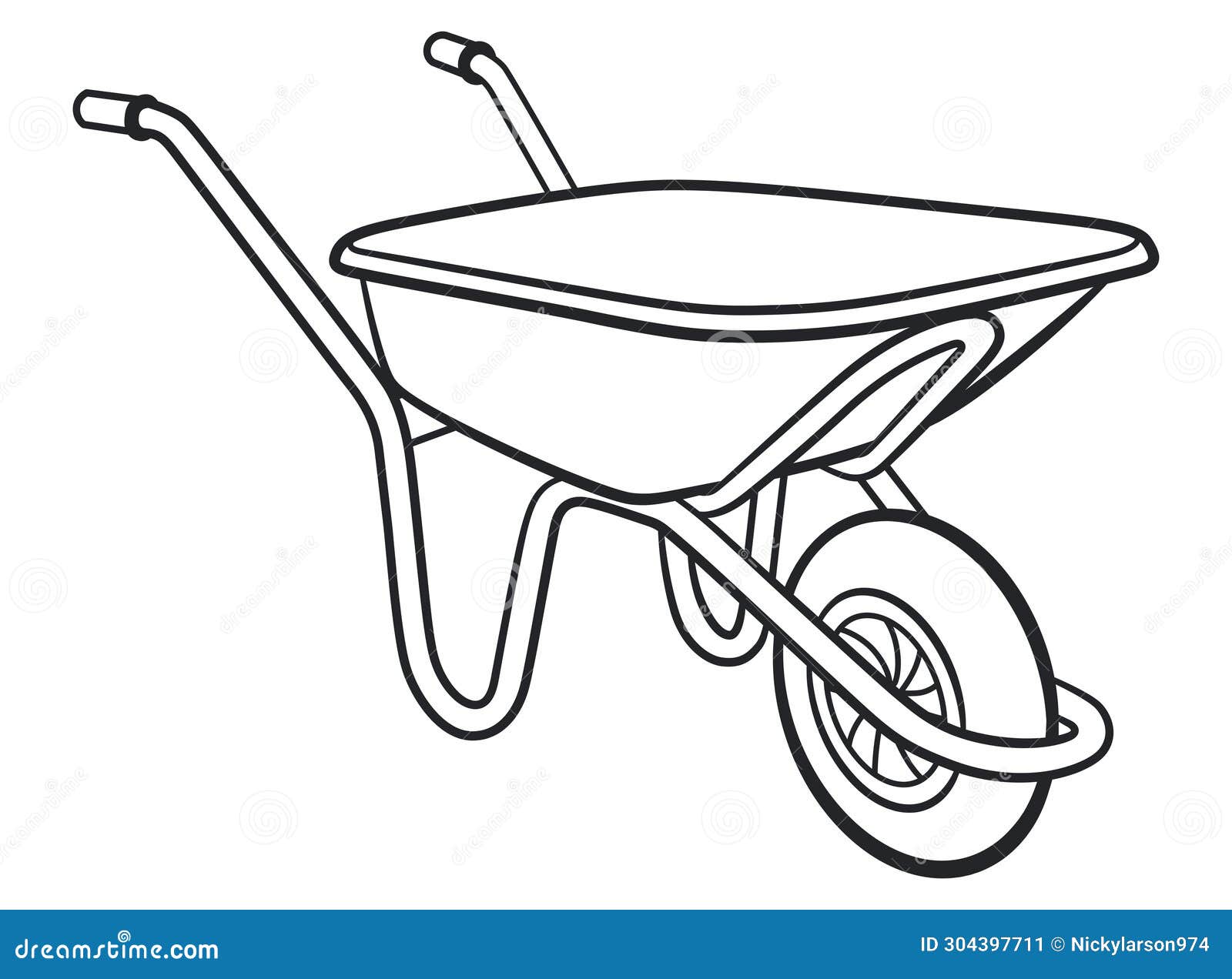 Wheelbarrow Black and White Drawing Stock Vector Illustration of