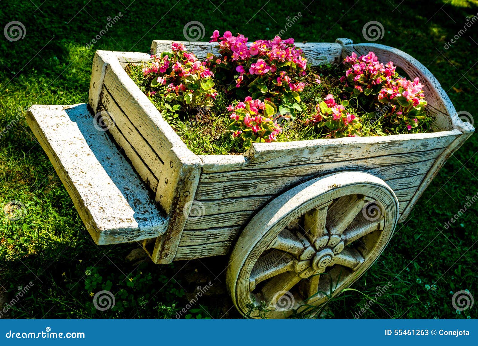 Download Wheelbarrow with flowers stock image. Image of flowers - 55461263