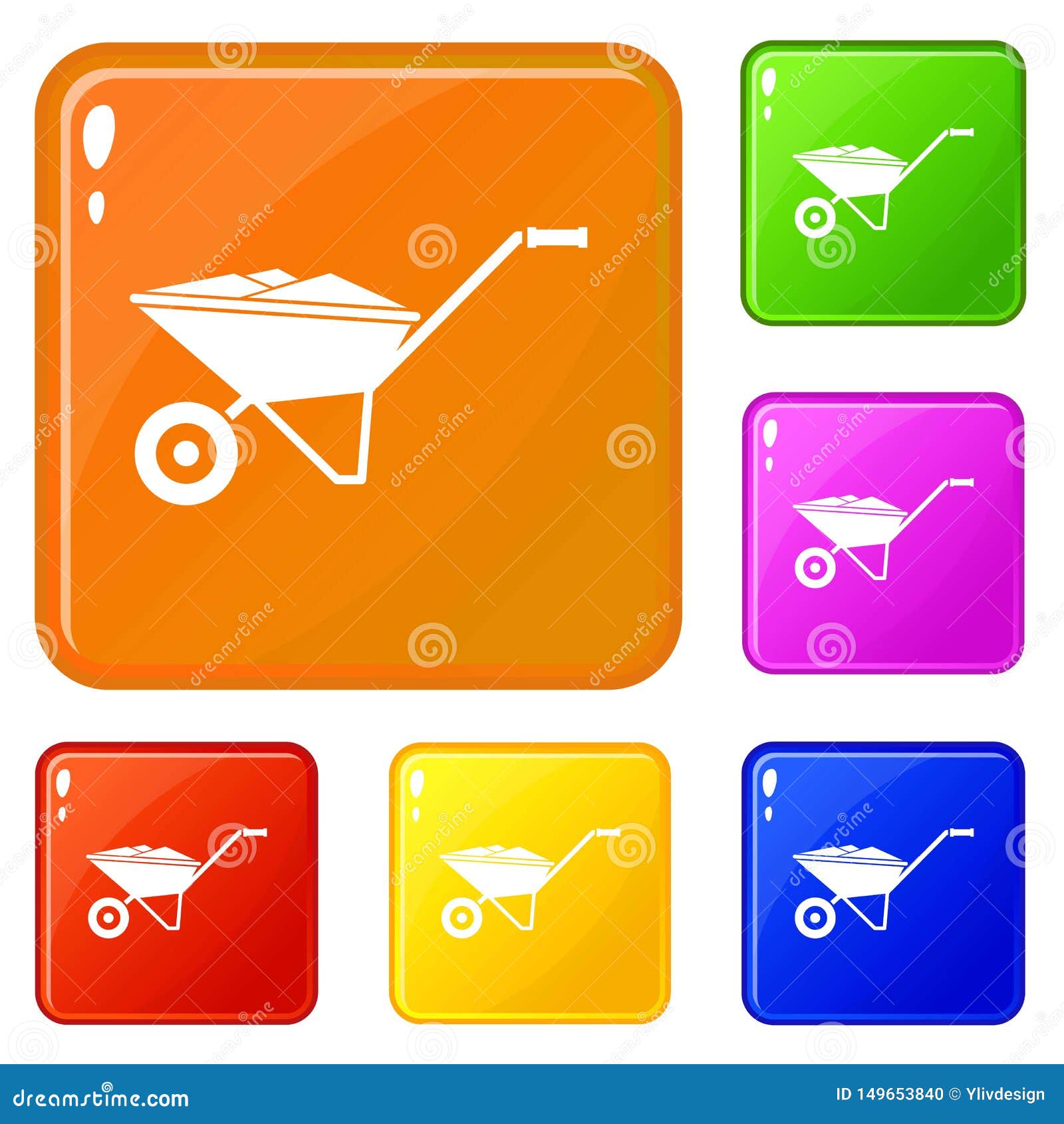 Wheelbarrow Icons Set Vector Color Stock Vector Illustration of growth, land 149653840