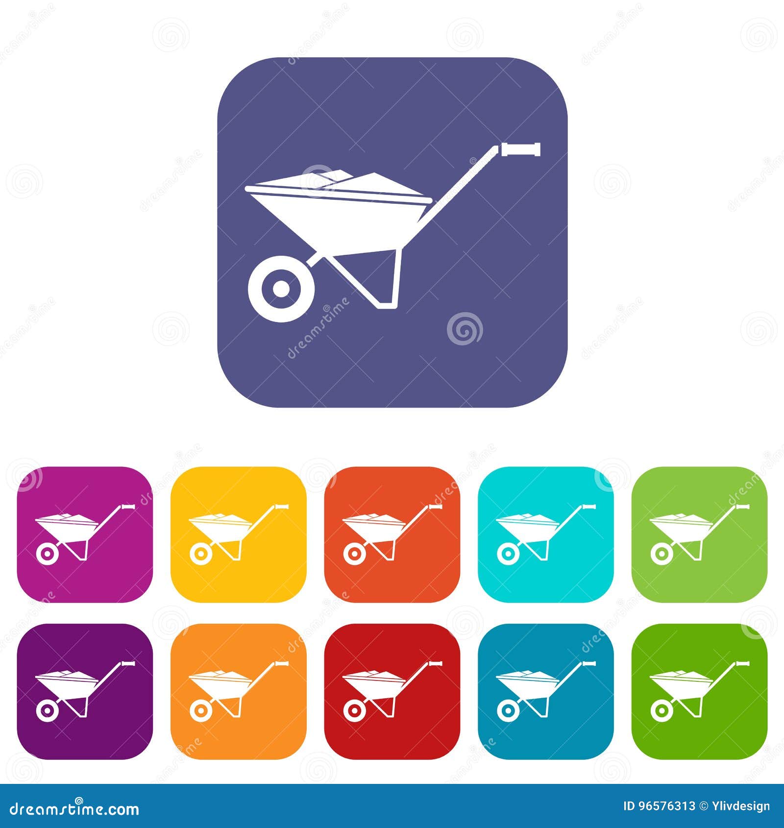 Wheelbarrow icons set stock vector. Illustration of collection 96576313