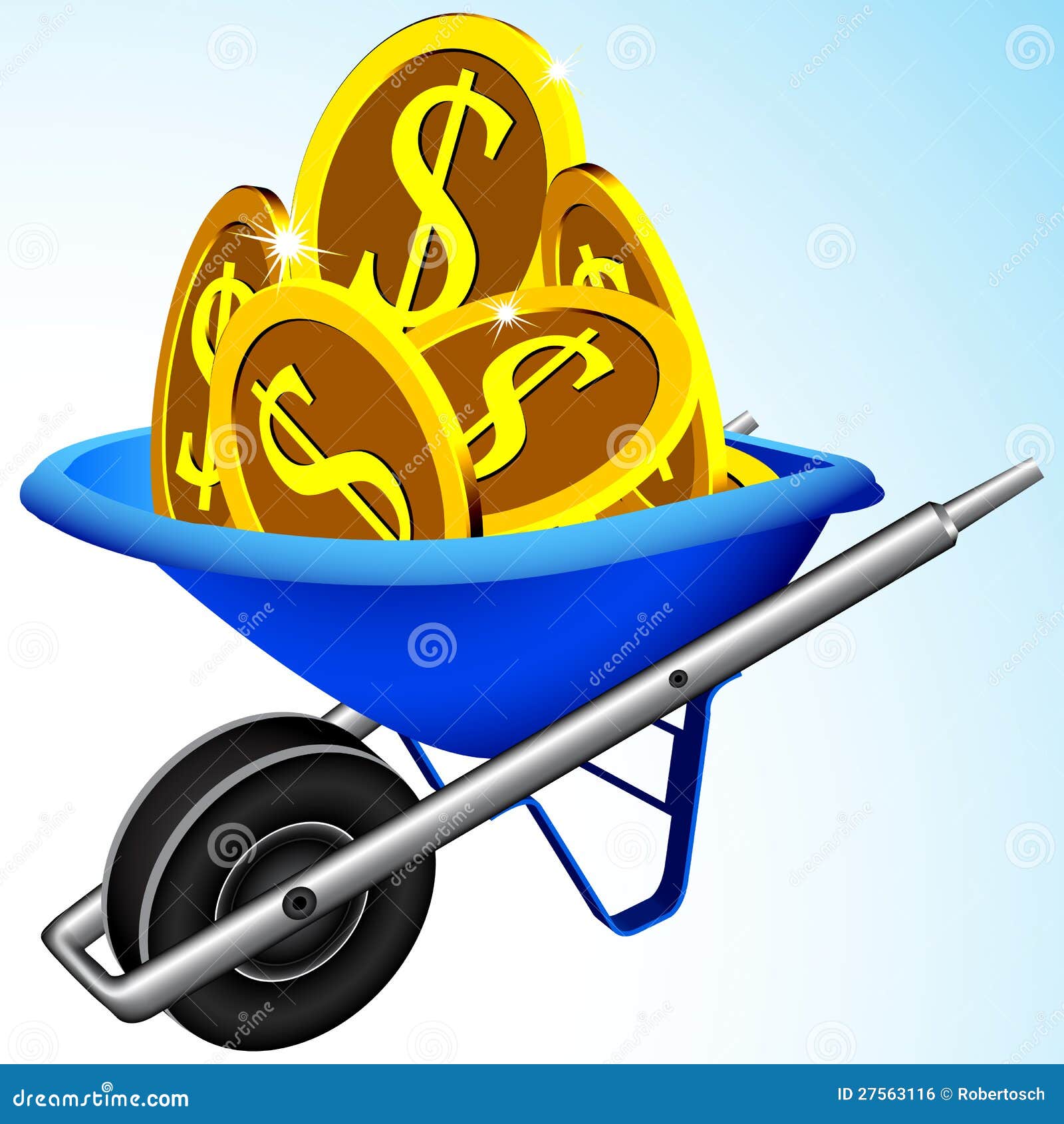 Wheelbarrow and money stock vector. Image of massive 27563116