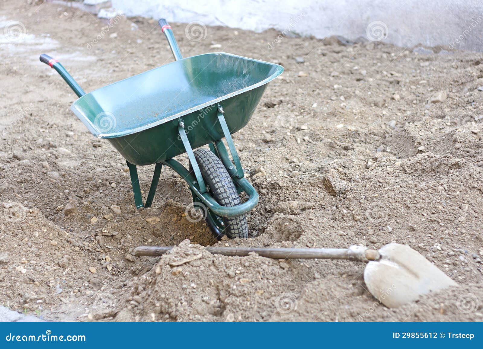 Wheelbarrow on the sand stock photo. Image of built, steel 29855612