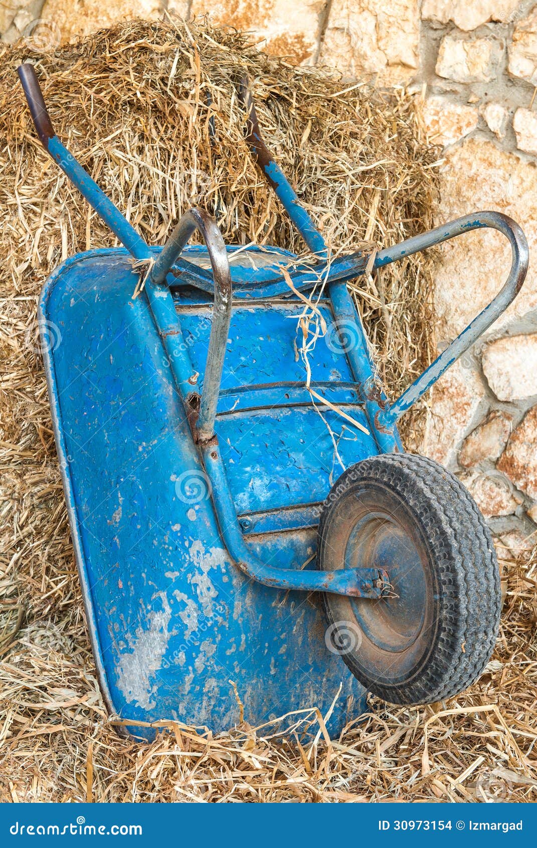 A Wheelbarrow Standing Vertical Stock Photo Image of lawn, stack 30973154