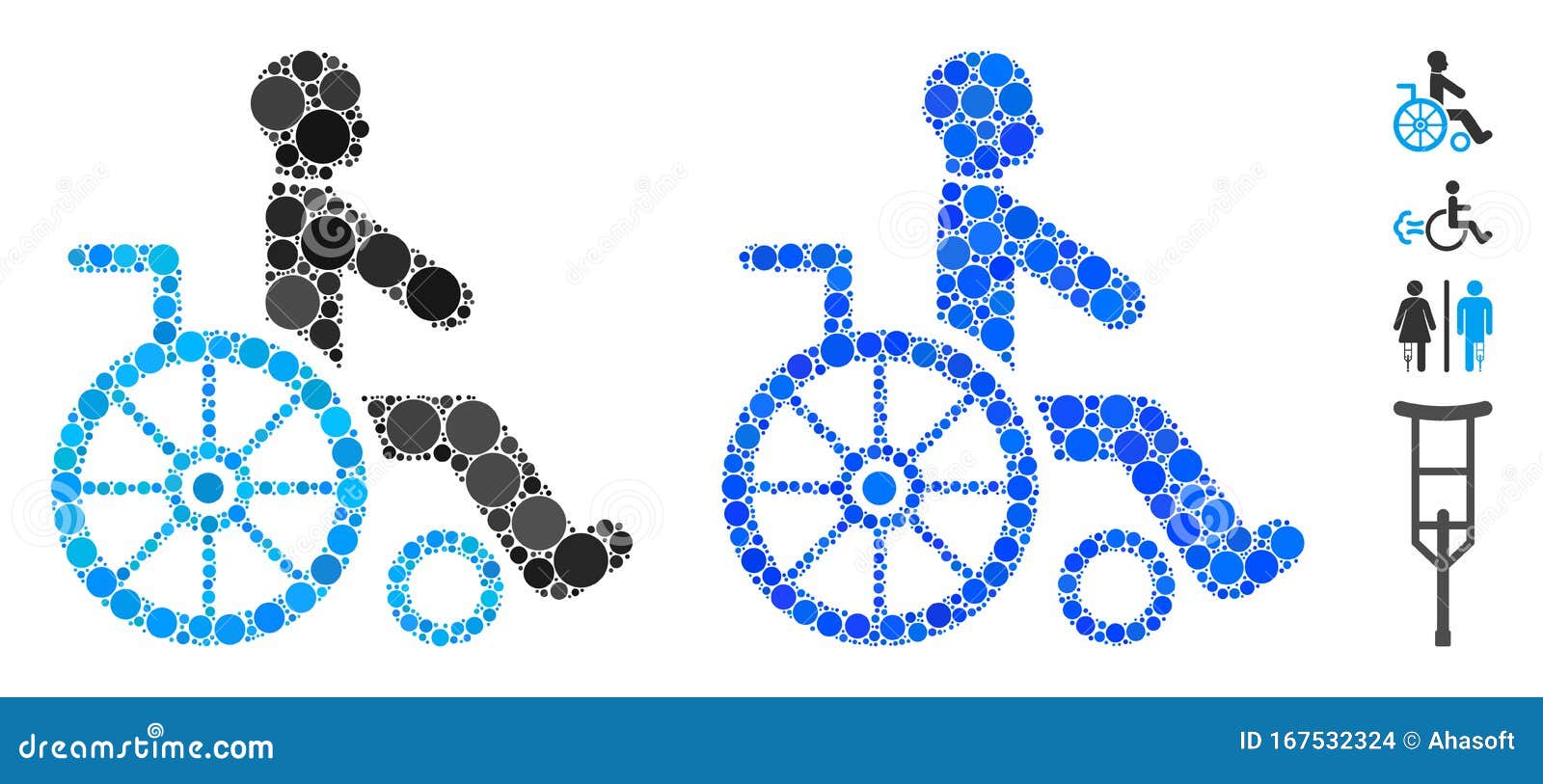 wheelchair mosaic icon of circle dots