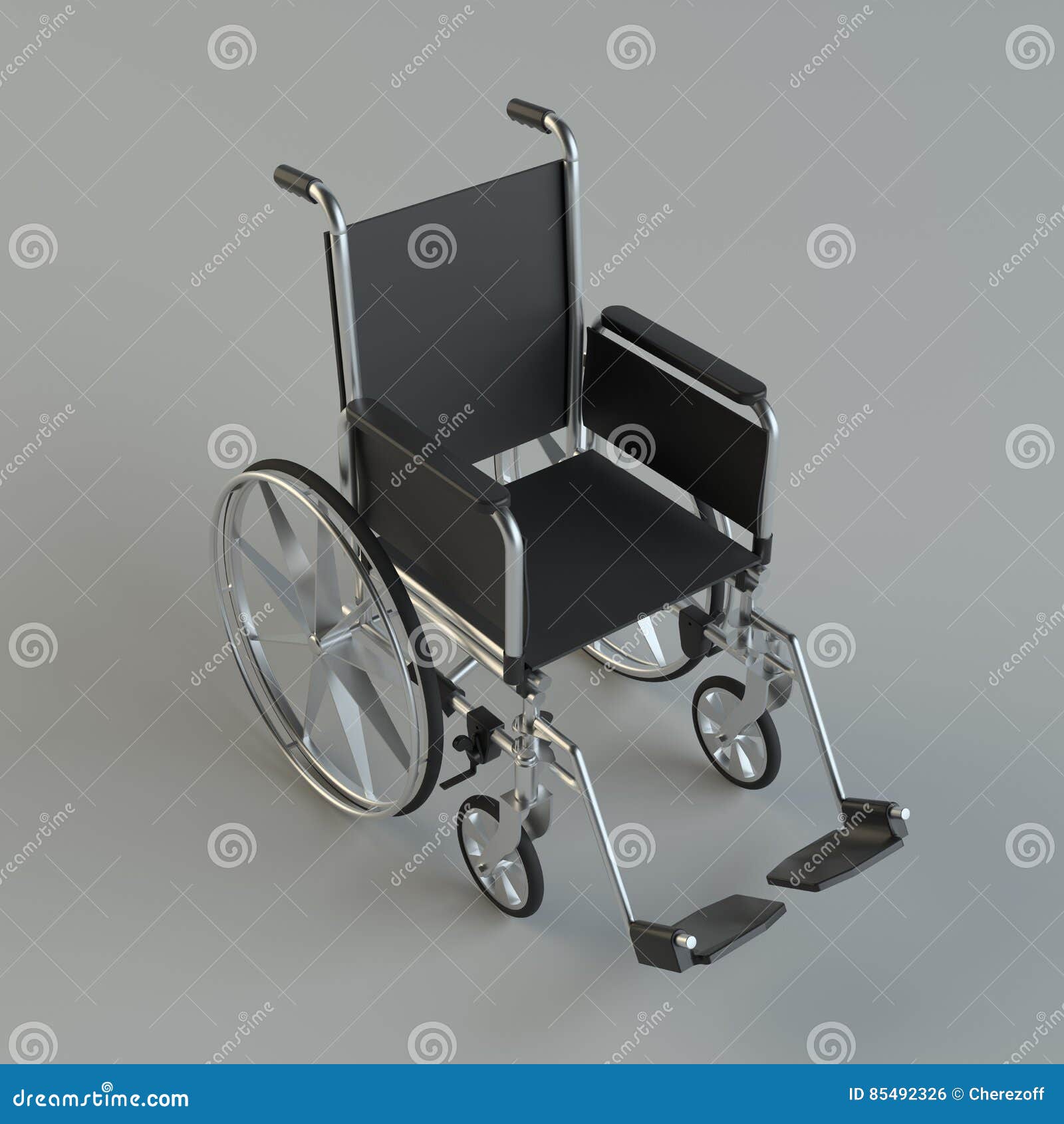 Wheelchair on Gray Studio Background Stock Illustration Illustration