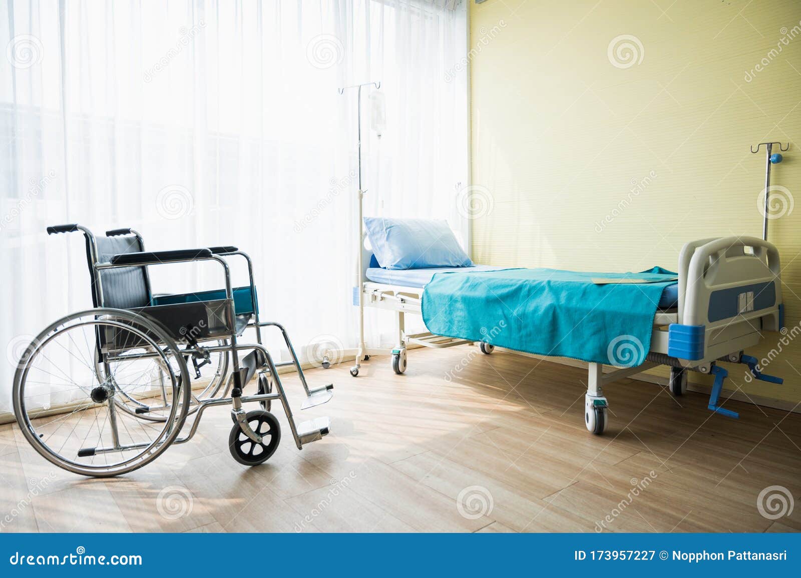 Wheelchair and Patient Bed in Hospital Room Background with Comfortable  Medical Equipped in a Hospital Stock Image - Image of clinic, ligth:  173957227
