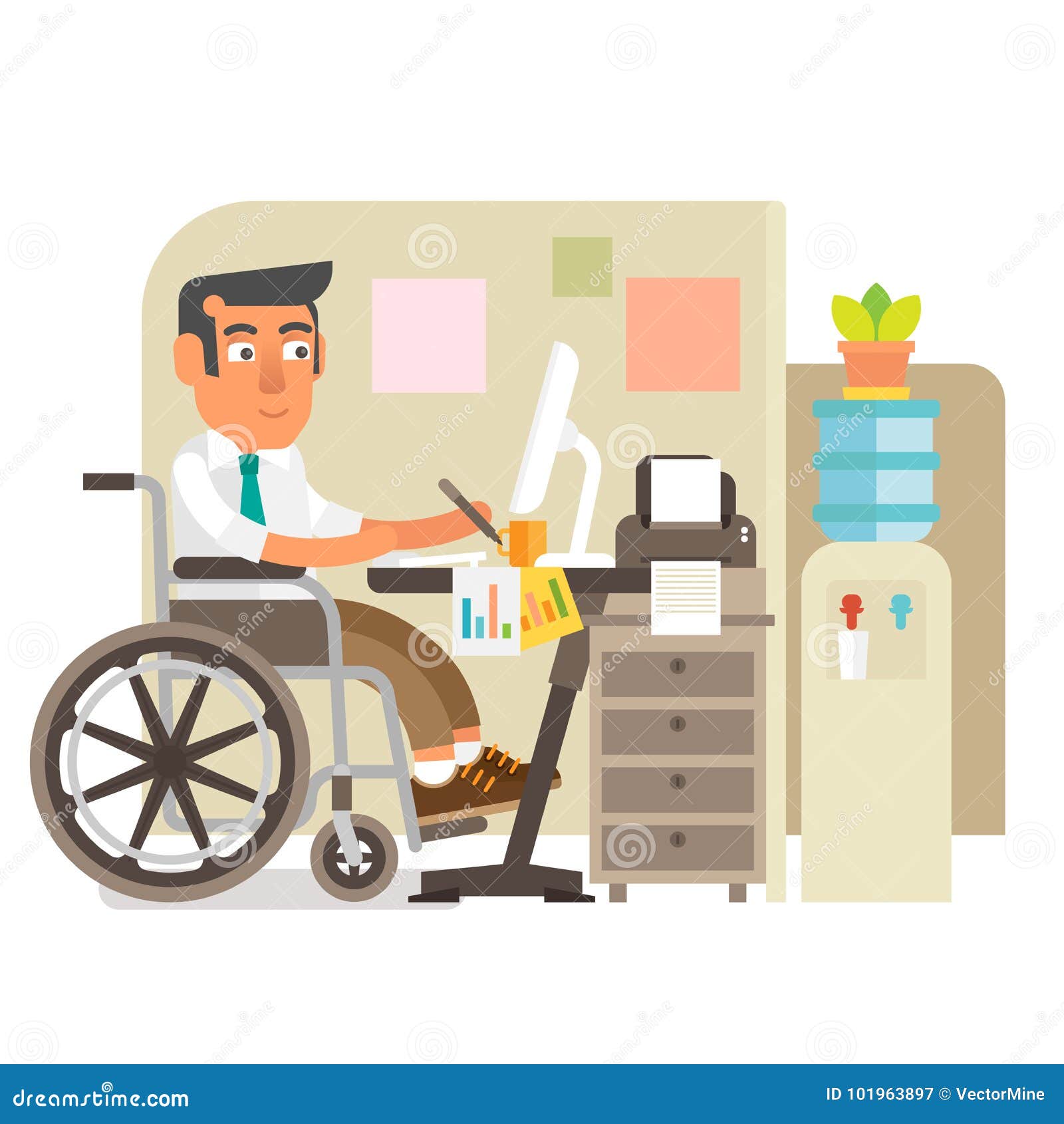 Wheelchair Person in Office Stock Vector Illustration of wheelchair