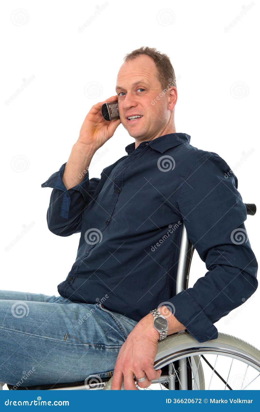 Wheelchair user is calling stock photo. Image of handicapped 36620672