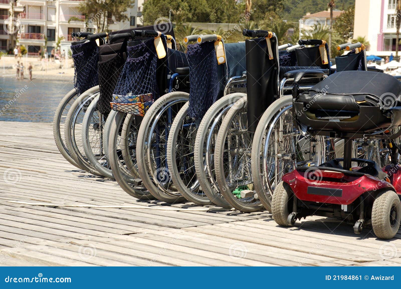 Wheelchairs at Harbor Waiting for Passengers Stock Image Image of
