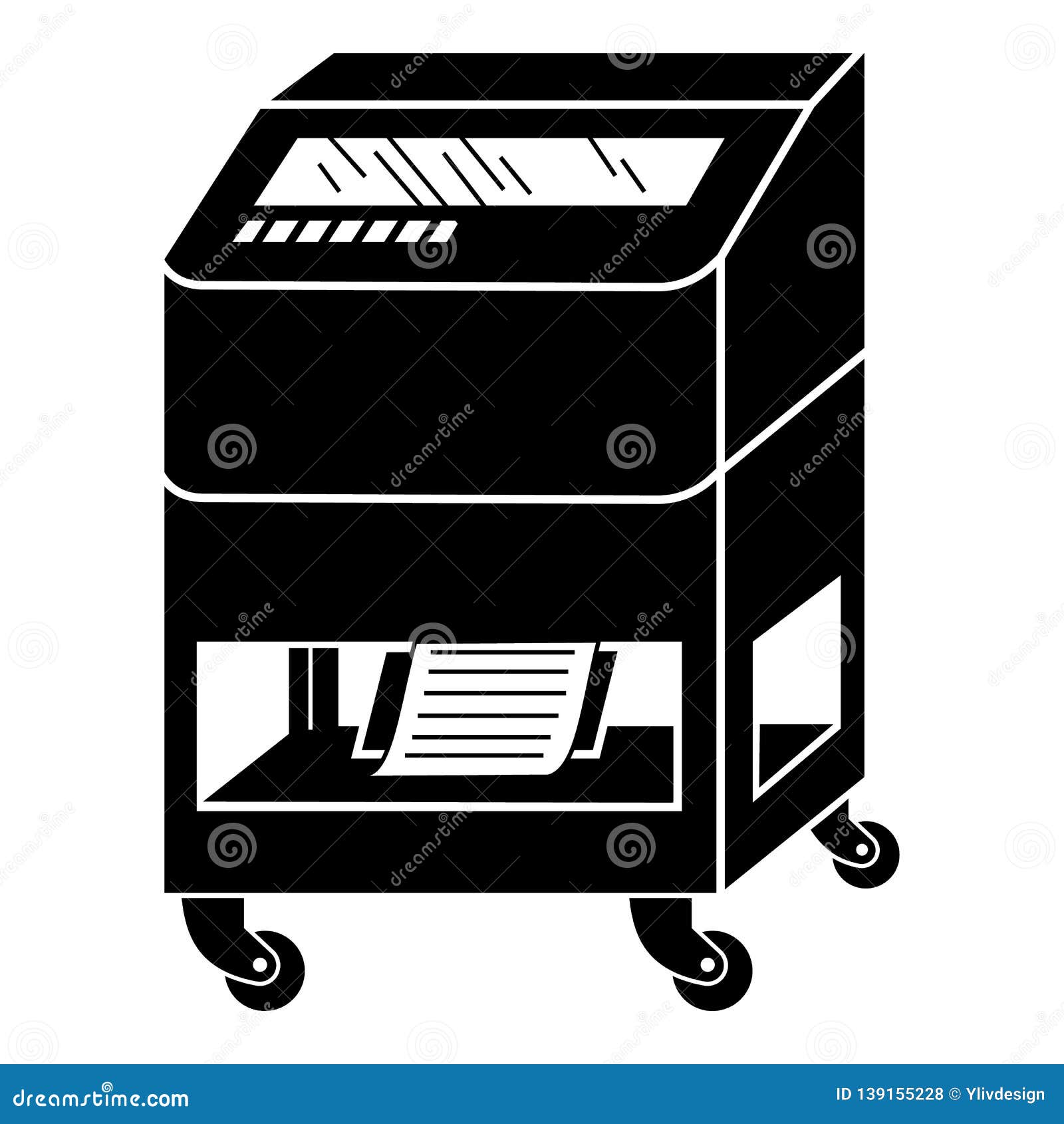 Wheeled Office Printer Icon, Simple Style Stock Vector Illustration