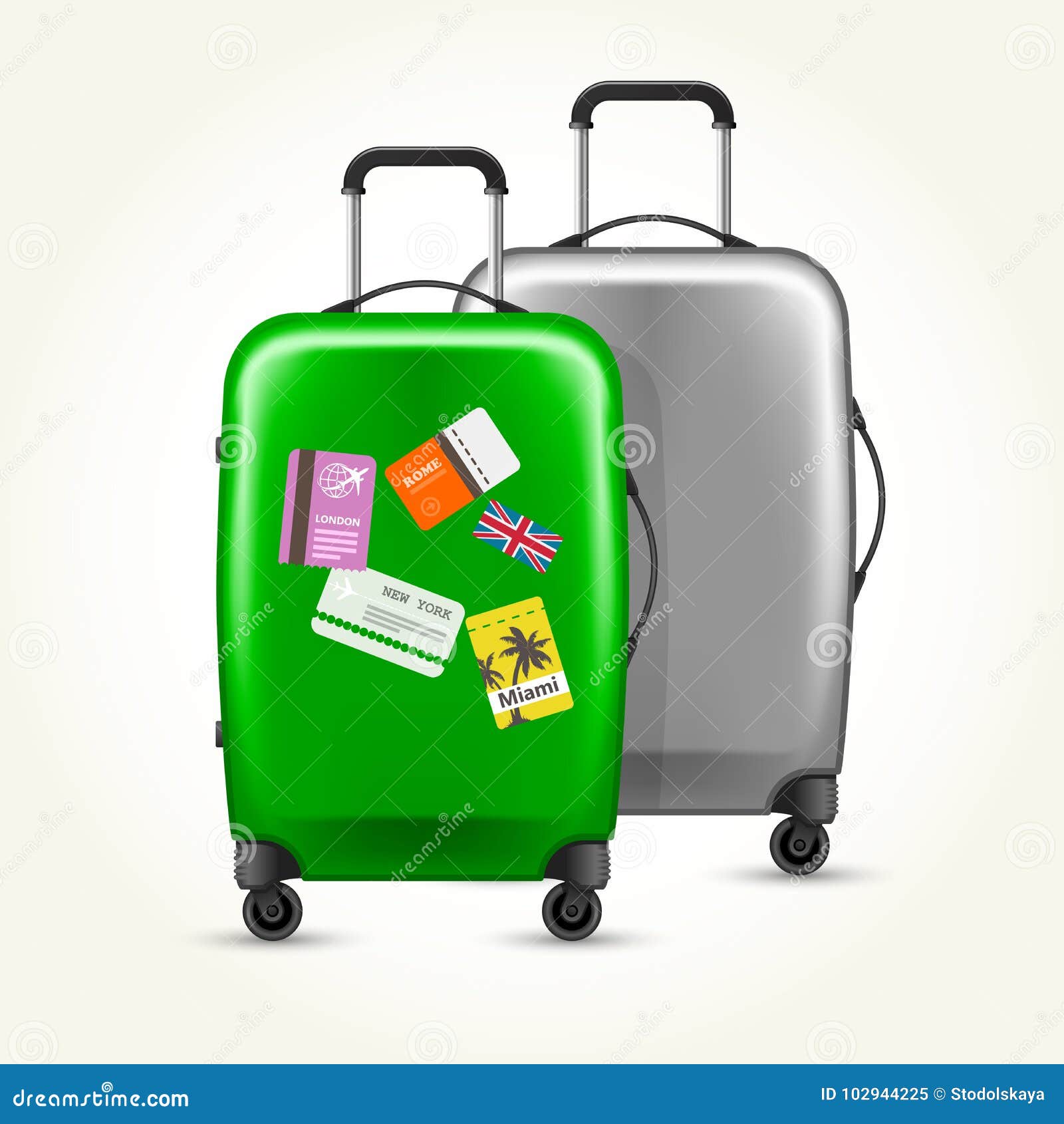 wheeled suitcases with travel tags - baggage