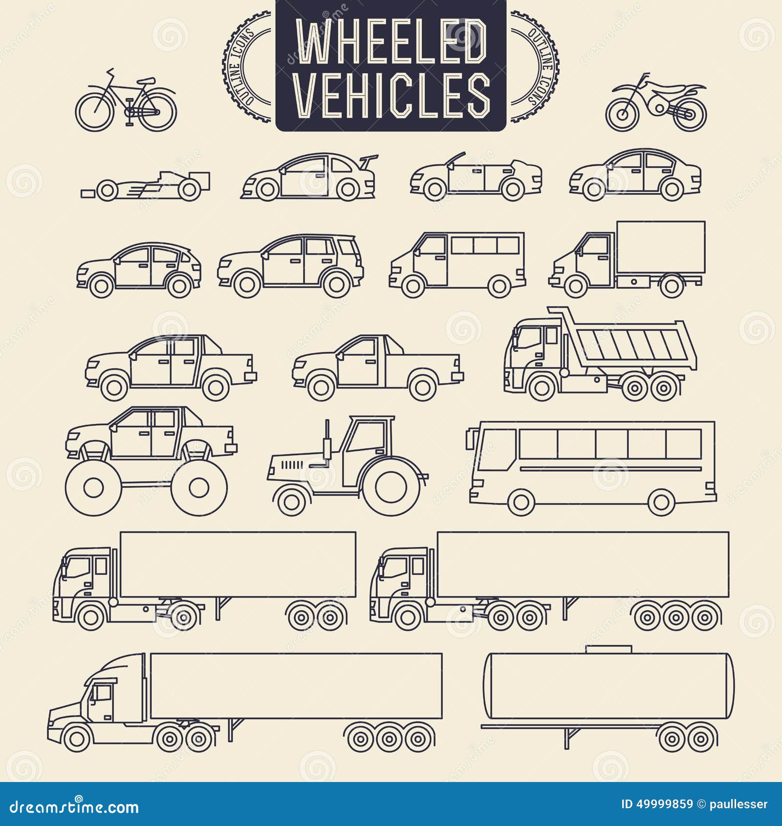 wheeled vehicles icons